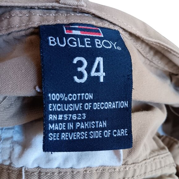 Vintage Bugle Boy Cargo Shorts 34 Beige Cotton With Pockets - Picture 3 of 3